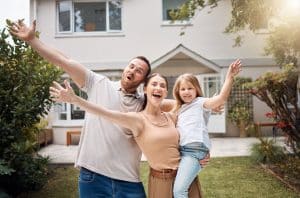 Happy Family in their garden